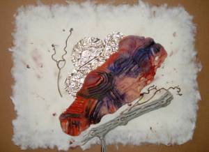 Clay, foil and hand-made paper